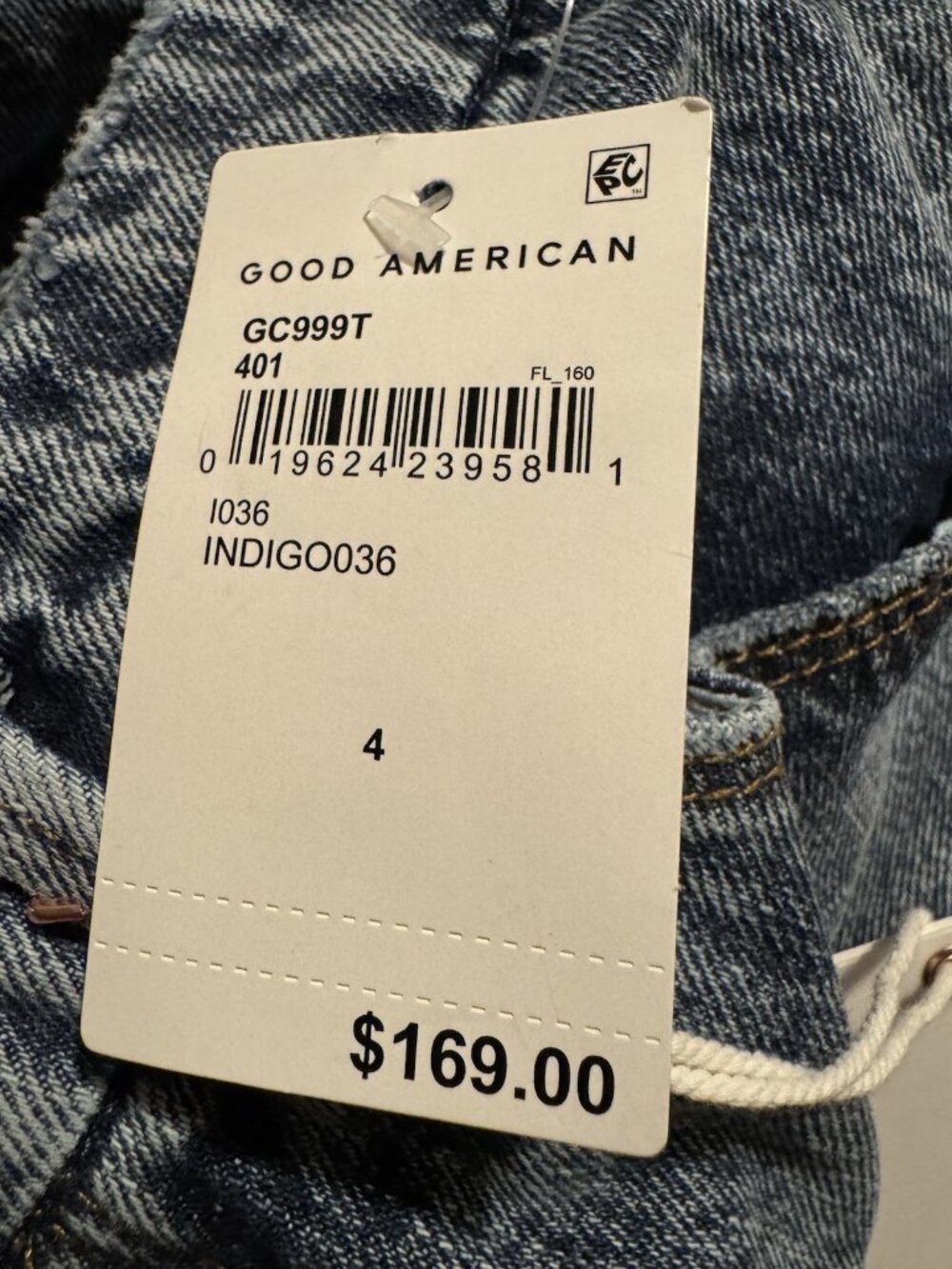 Good American Good Classic High Rise Skinny Fit Distressed Jeans Indigo 4/27 - Picture 6 of 6